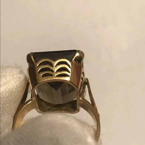 21k yellow gold black stone ring - Picture 3 of 7